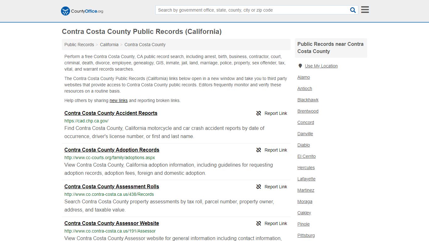 Contra Costa County Public Records (California) - County Office